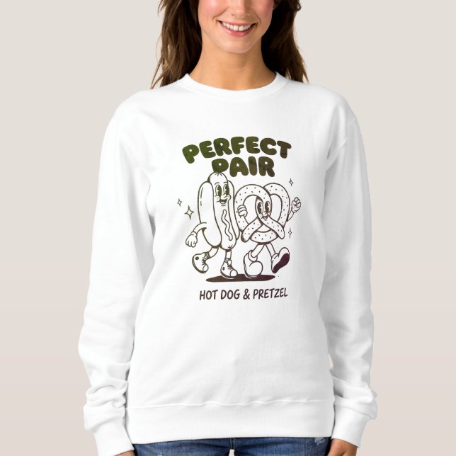 Vintage Hot Dog and Pretzel Mascot - Retro Sweatshirt (Front)