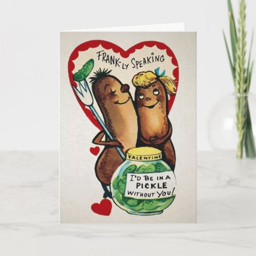 Vintage Hot Dog Franks Valentines Day Card