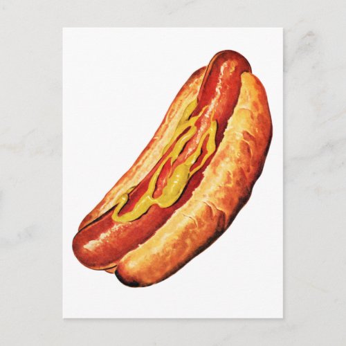 Vintage Hot Dog Red Hot Wiener with Mustard Postcard