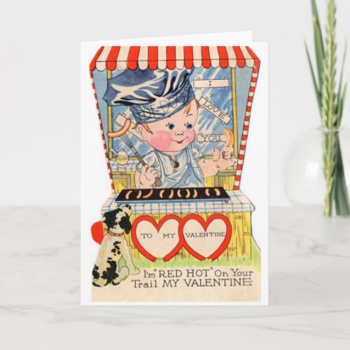 Vintage Hot Dog Stand Valentines Day Card