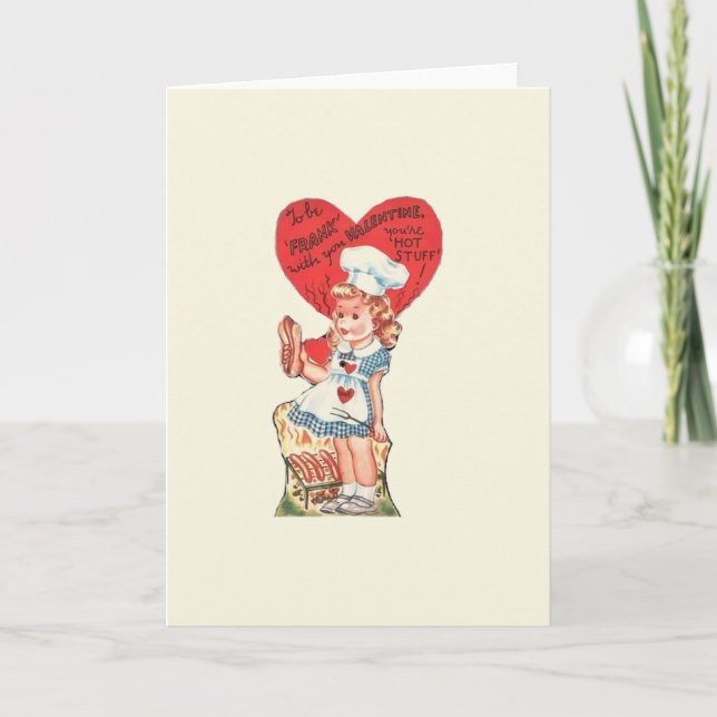 Vintage Hot Dog Valentine Holiday Card (Front)
