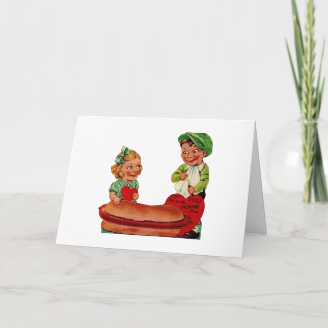 Vintage Hot Dog Valentine's Day Card (Front)