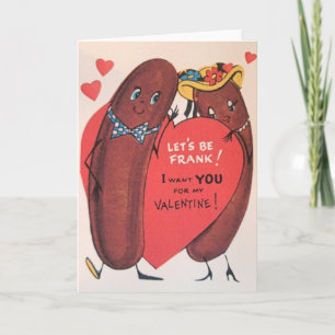 Vintage Hot Dog Valentine's Day Greeting Card