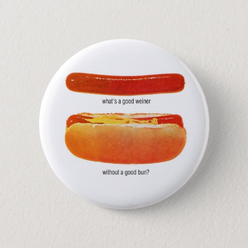 Vintage Hot Dog Wiener and Buns Pinback Button