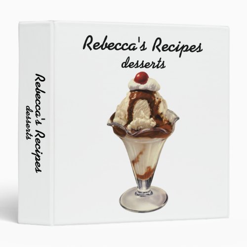 Vintage Hot Fudge Ice Cream Sundae Desserts 3 Ring Binder