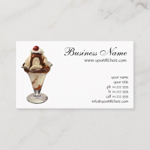 Vintage Hot Fudge Ice Cream Sundae Desserts Business Card