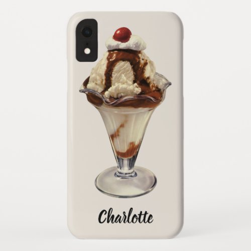 Vintage Hot Fudge Ice Cream Sundae Desserts iPhone XR Case