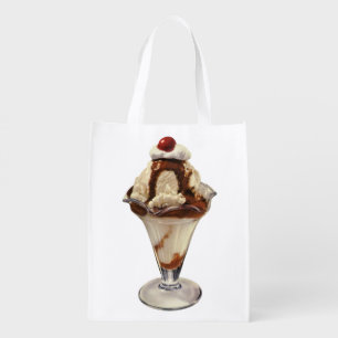 Vintage Hot Fudge Ice Cream Sundae Desserts Grocery Bag