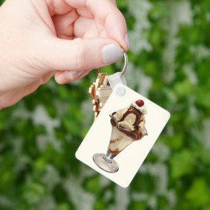 Vintage Hot Fudge Ice Cream Sundae Desserts Keychain
