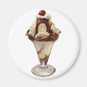 Vintage Hot Fudge Ice Cream Sundae Desserts Magnet