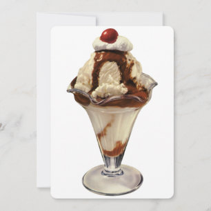 Vintage Hot Fudge Ice Cream Sundae Invitation