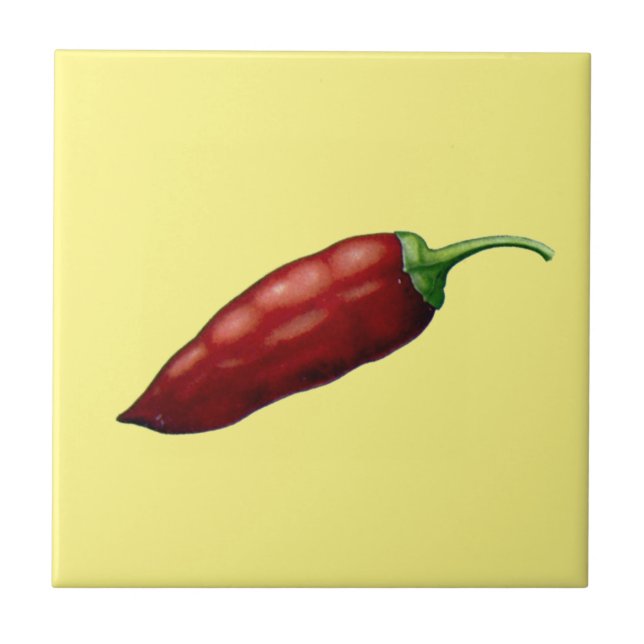 Vintage Hot Jalapeno Pepper Ceramic Tile (Front)
