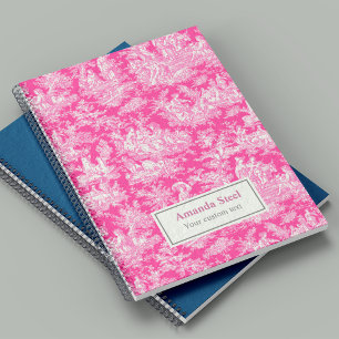 Vintage Hot Pink French Country Toile De Jouy Notebook
