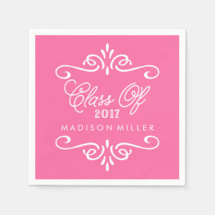 Vintage Hot Pink   Graduation Napkins