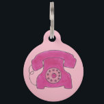 Vintage Hot Pink Retro Rotary Dial Phone Telephone Pet ID Tag<br><div class="desc">Pet tag design features an original illustration of a classic hot pink rotary dial telephone. Just personalize with the name of your dog or cat. Lots of coordinating pet products are also available from this shop! Don't see exactly what you're looking for? Contact Rebecca to have a product customized just...</div>