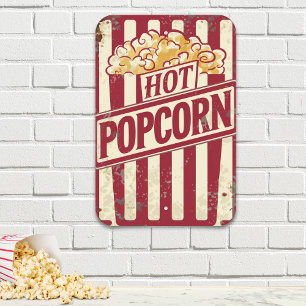 Vintage Hot Popcorn Metal Sign