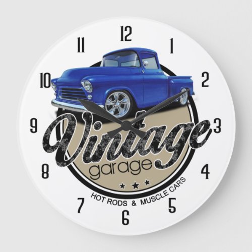Vintage Hot Rod Blue Large Clock