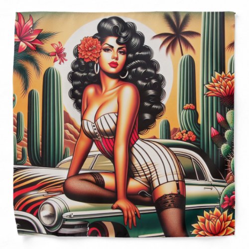 Vintage Hot Rod Latina Girl Bandana