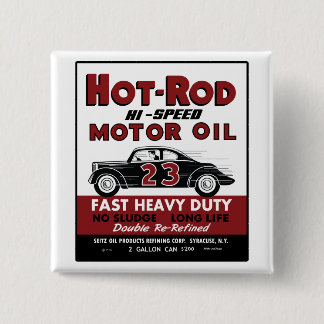 Vintage Hot-Rod Motor Oil tin can design Pinback Button