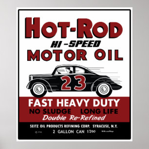 Vintage Hot-Rod Motor Oil tin can design Poster