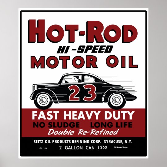 vintage hot rod motor oil tin can design poster zazzle