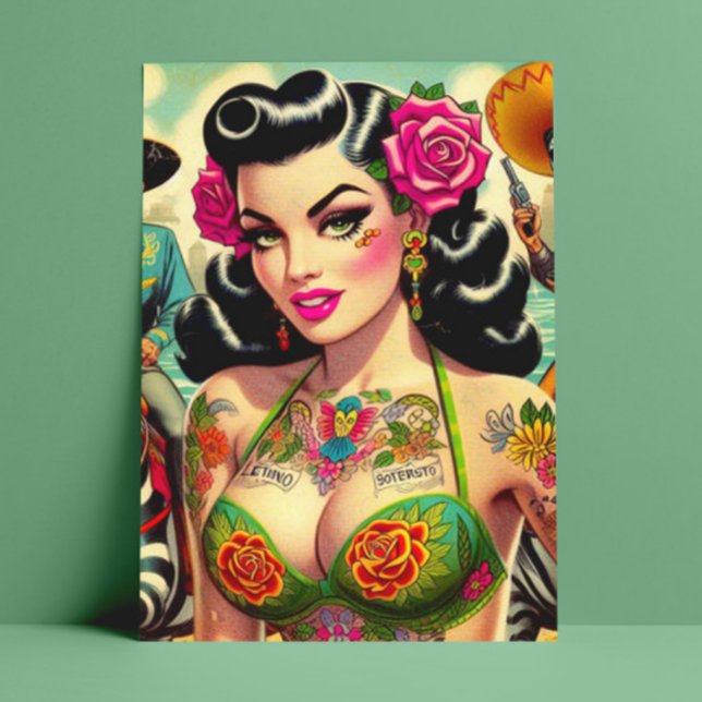 Vintage Hot Tattoo Girl Postcard (Creator Uploaded)