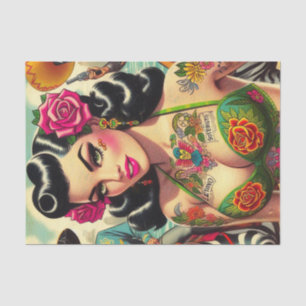 Vintage Hot Tattoo Girl Tissue Paper