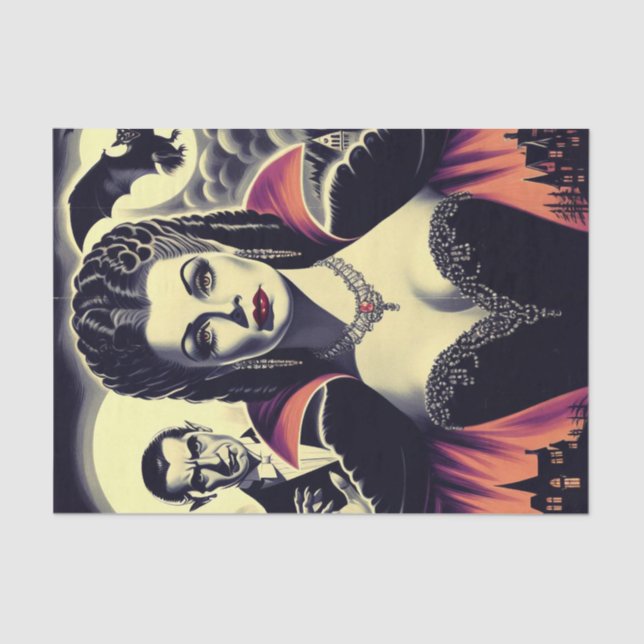 Vintage Hot Vampire Woman Tissue Paper (Front)