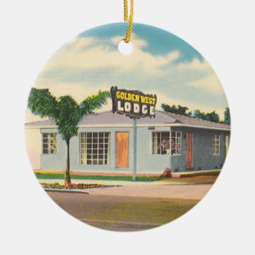 Vintage Hotel Golden West Lodge Motel Ceramic Ornament