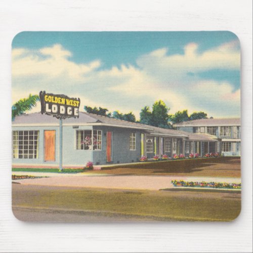 Vintage Hotel Golden West Lodge Motel Mouse Pad