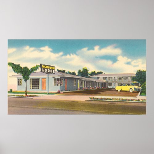 Vintage Hotel Golden West Lodge Motel Poster