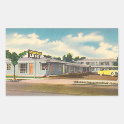 Vintage Hotel Golden West Lodge Motel Rectangular Sticker