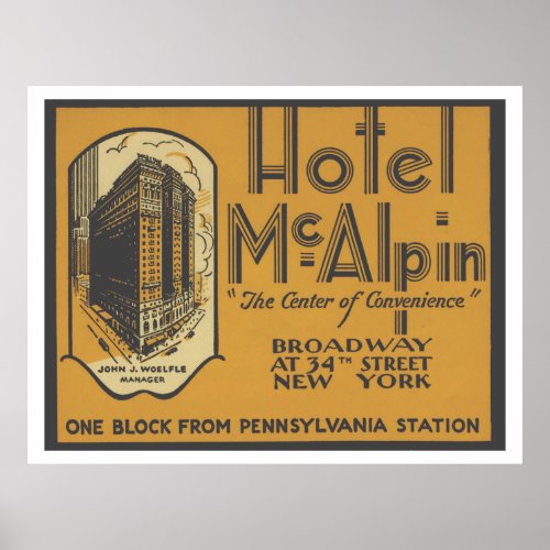 Vintage Hotel McAlpin Travel Poster