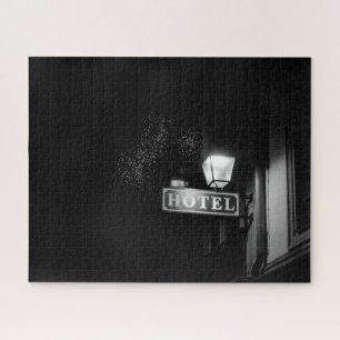 Vintage hotel sign, street light and many light jigsaw puzzle