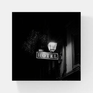 Vintage hotel sign, street light and many light paperweight