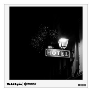 Vintage hotel sign, street light and many light wall decal