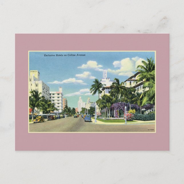 Vintage hotels on Collins Avenue Miami Beach Postcard (Front)