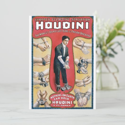 Vintage Houdini Handcuff King Advertising Poster (Standing Front)