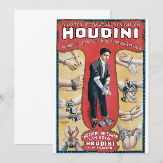 Vintage Houdini Handcuff King Advertising Poster (Front/Back)