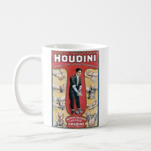 Vintage Houdini Handcuff King Advertising Poster Coffee Mug