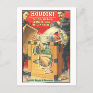 Vintage Houdini Water Mystery Advertisement Postcard