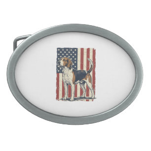 Vintage Hound Dog Patriotic Flag Vector Shirt Desi Belt Buckle