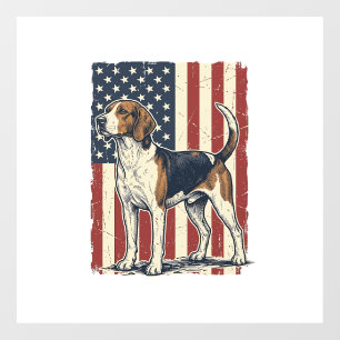 Vintage Hound Dog Patriotic Flag Vector Shirt Desi Window Cling