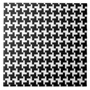 Vintage Houndstooth Pattern in Black & White Ceramic Tile