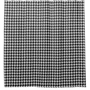 Vintage Houndstooth Pattern in Black & White Shower Curtain