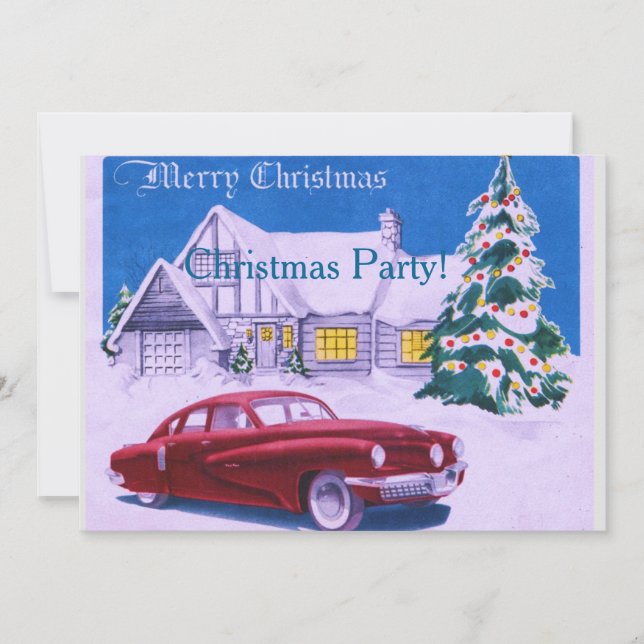 Vintage House and Car Invitation (Front)