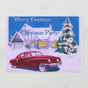 Vintage House and Car Invitation