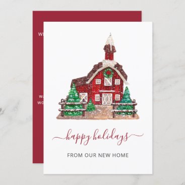 Vintage House Christmas Weve Moved Holiday Cards