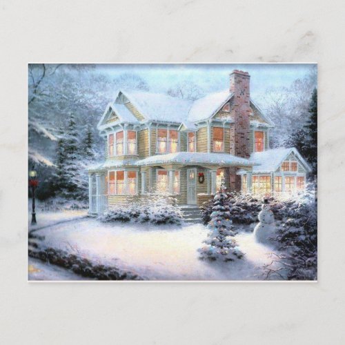 Vintage House In Winter Postcard