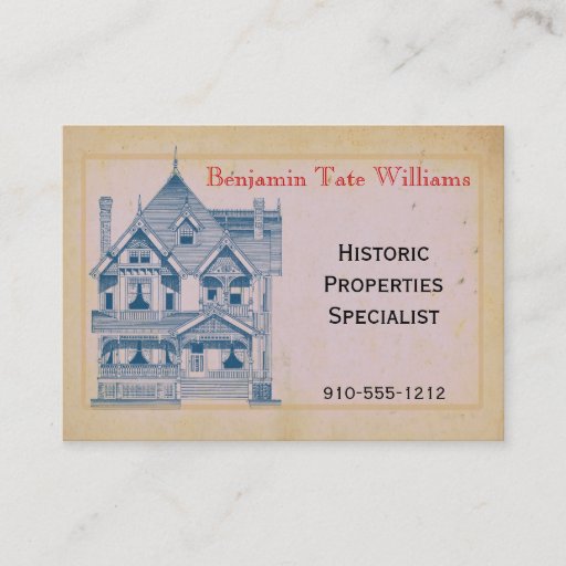 Customizable Vintage House Real Estate Renovation Business Card